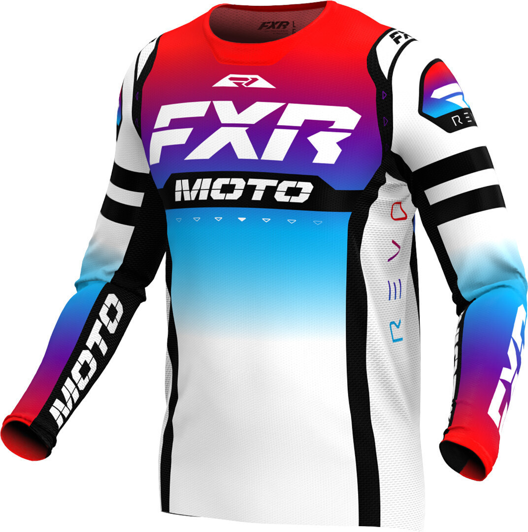 FXR Revo Pro LE Motocross tröja, vit-röd-blå, storlek XS