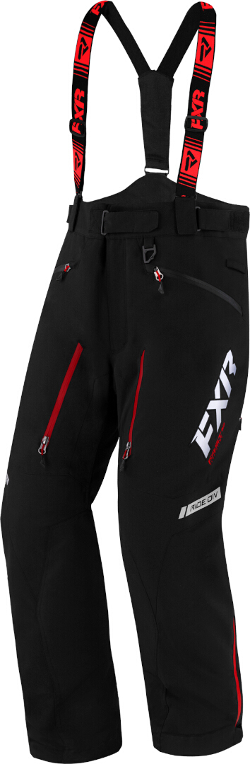 FXR Mission FX 2023 Snowmobil Latzhose, schwarz-rot, Größe L für Männer