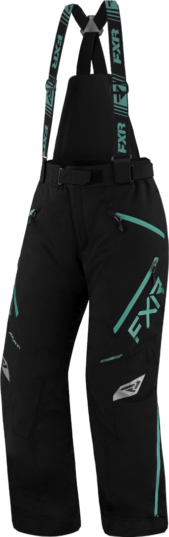 FXR Edge Damen Snowmobil Latzhose, schwarz-grün, Größe XS 28