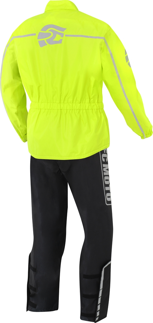 Side view of FC-Moto Urban Rain Kit Two Piece Motorcycle Rain Suit, black-yellow, Size 3XL for Men