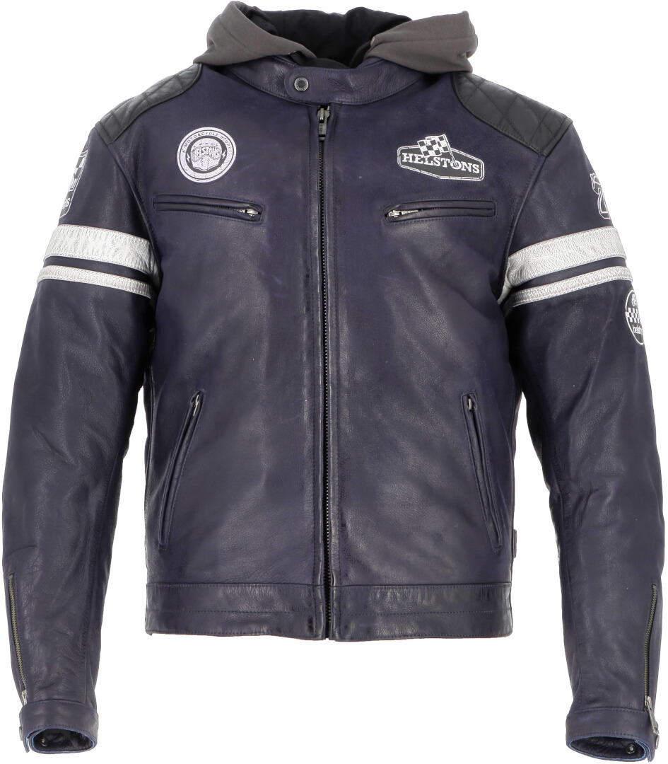 Image of Helstons Riposte Giacca in pelle moto, blu, dimensione 2XL