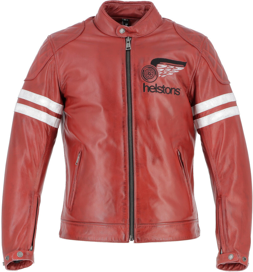 Helstons Jake Speed Motorfiets lederen jas, rood, afmeting L