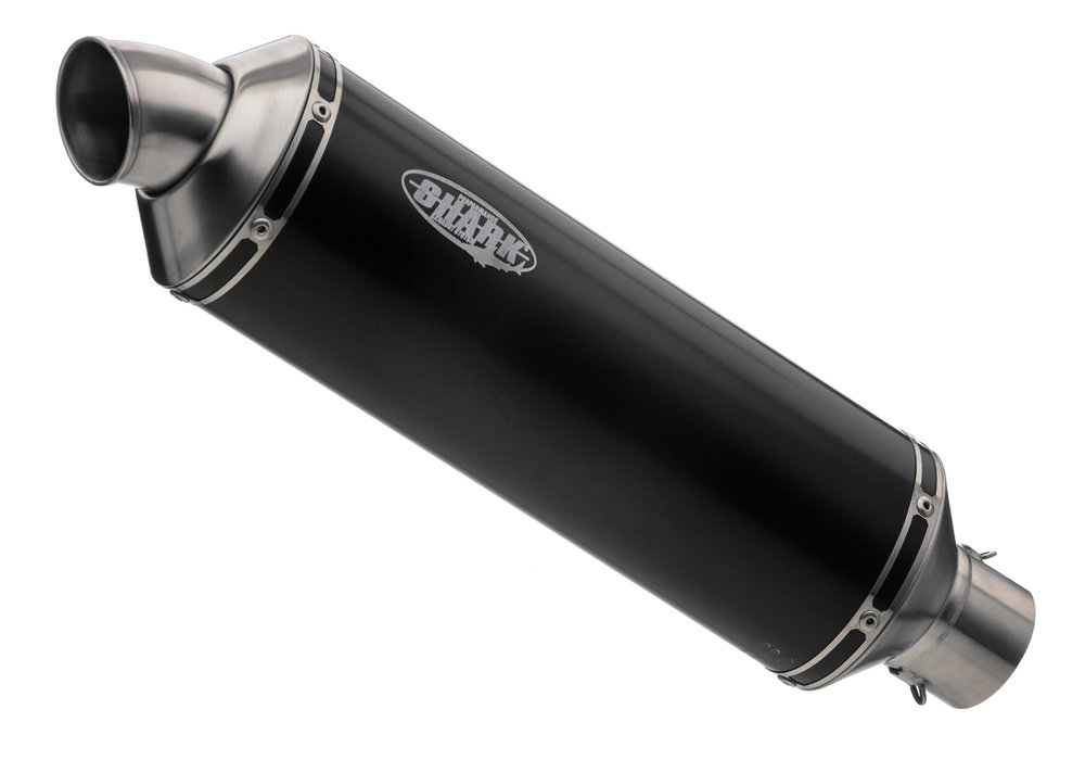 SHARK EXHAUST Trophy элоксированный алюминий / торцевой колпачок матовая нержавеющая сталь черный