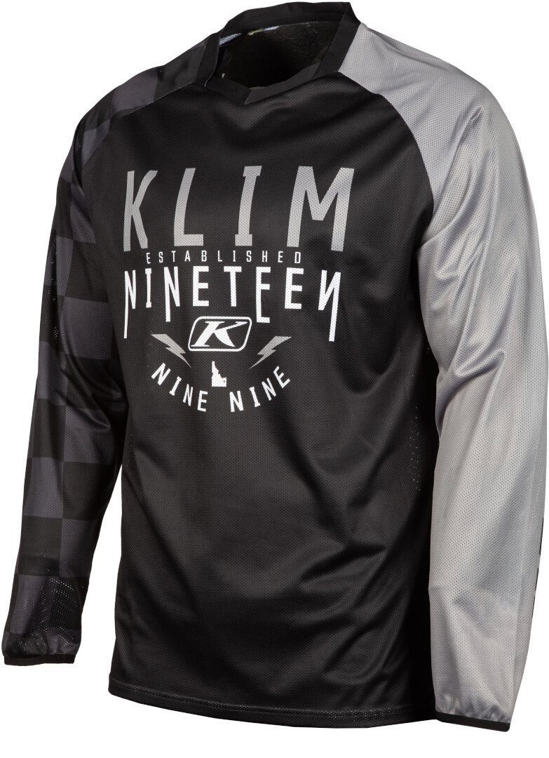 Klim Petrol Checkered 2023 Motocross tröja, svart-grå, storlek L