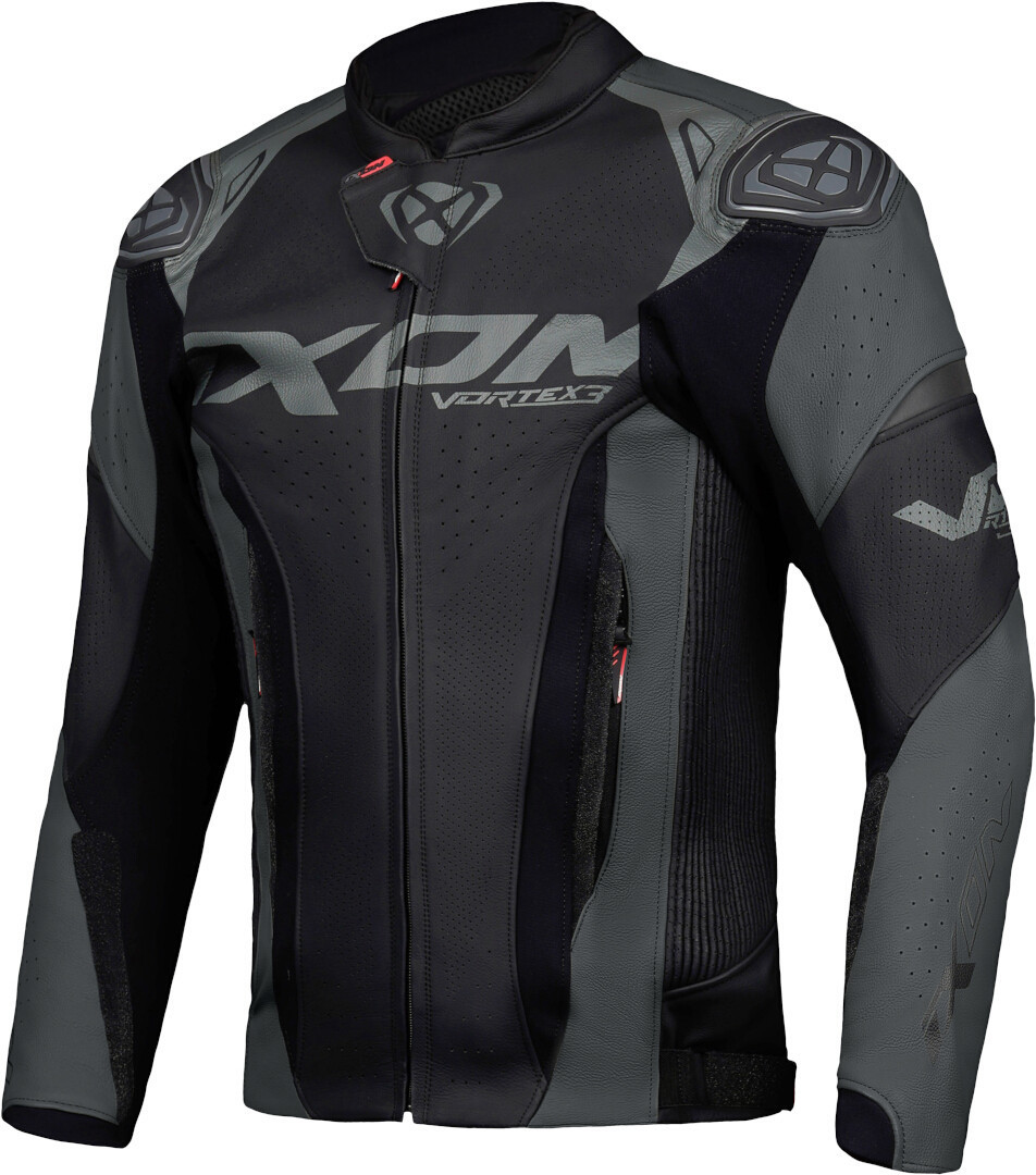 Ixon Vortex 3 Motorfiets lederen jas, zwart-grijs, afmeting S