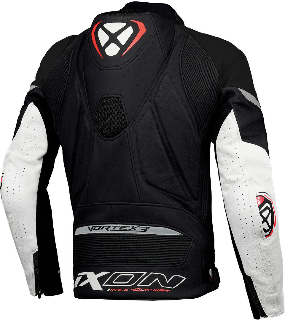 Photos - Motorcycle Clothing IXON Vortex 3 Motorcycle Leather Jacket, black-white, Size 4XL for Men 