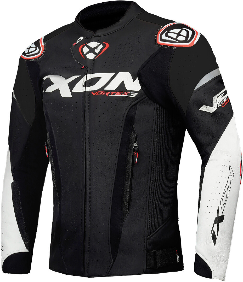 Ixon Vortex 3 Motorcycle Leather Jacket, black-white, Size 3XL for Men-image-976707764