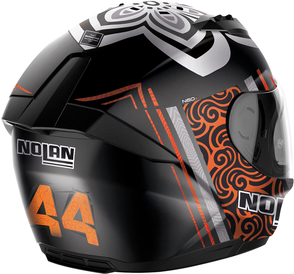 Side view of Nolan N60-6 Gemini Replica A.Canet Helmet, black-orange, Size L for Men