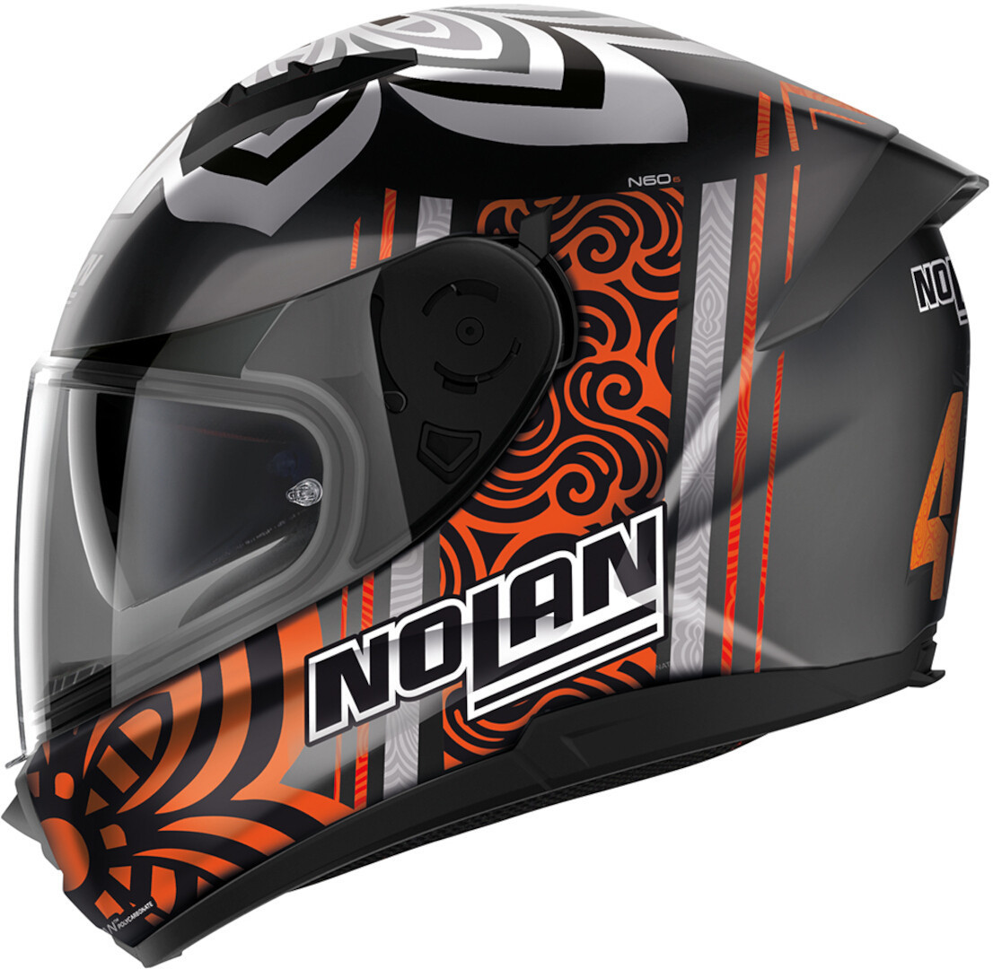 Side view of Nolan N60-6 Gemini Replica A.Canet Helmet, black-orange, Size L for Men