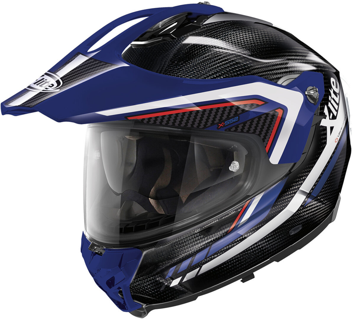 X-Lite X-552 Ultra Carbon Latitude N-Com Helm, zwart-wit-blauw, afmeting M