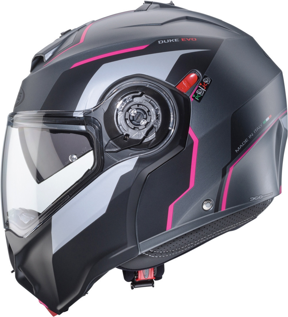 Side view of Caberg Duke Evo Move Helmet, grey-pink, Size M for Men