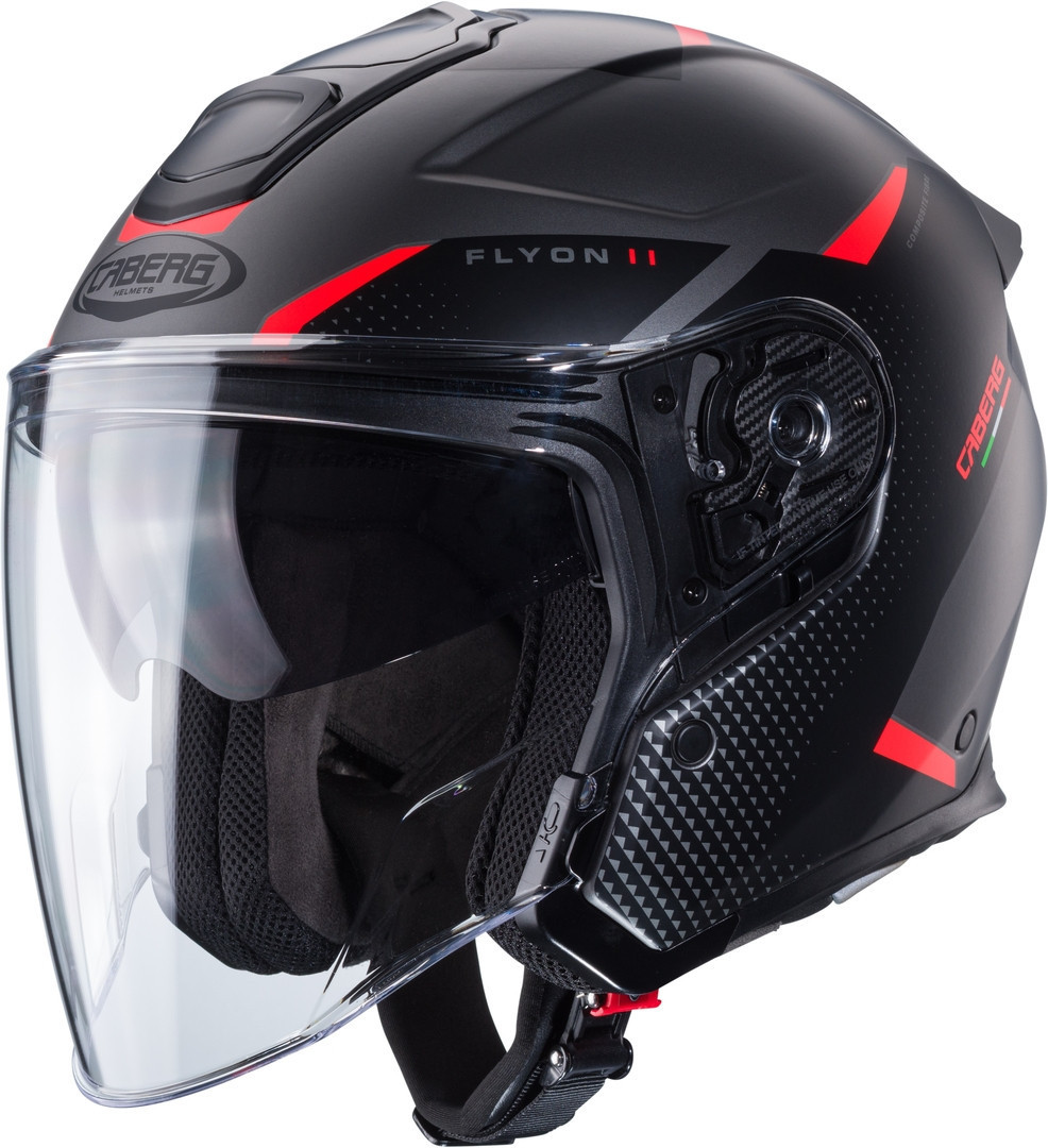 Caberg Men's Black Grey Red Flyon Ii Boss Jet Helmet, Black-Grey-Red, Size Xs For