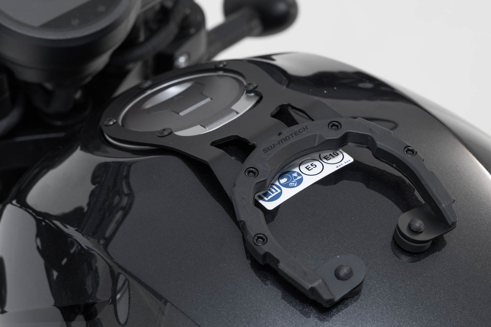 Side view of SW-Motech PRO tank ring - Black. Honda CMX Rebel 1100 (20-).
