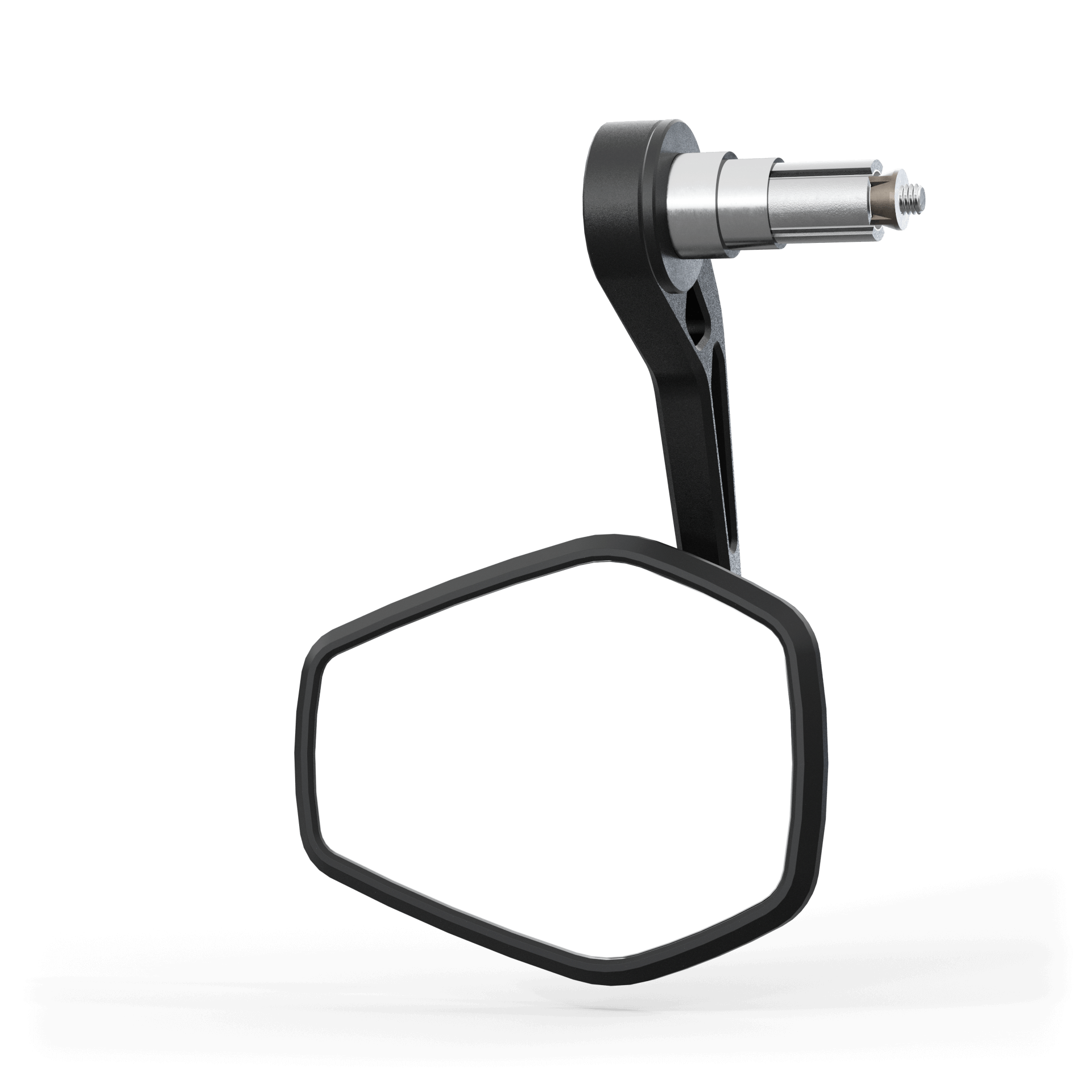 Side view of HIGHSIDER ESAGANO-RS EVO handlebar end mirror, black / silver, for 1 u. 7/8 inch, E-tested, piece, black-silver