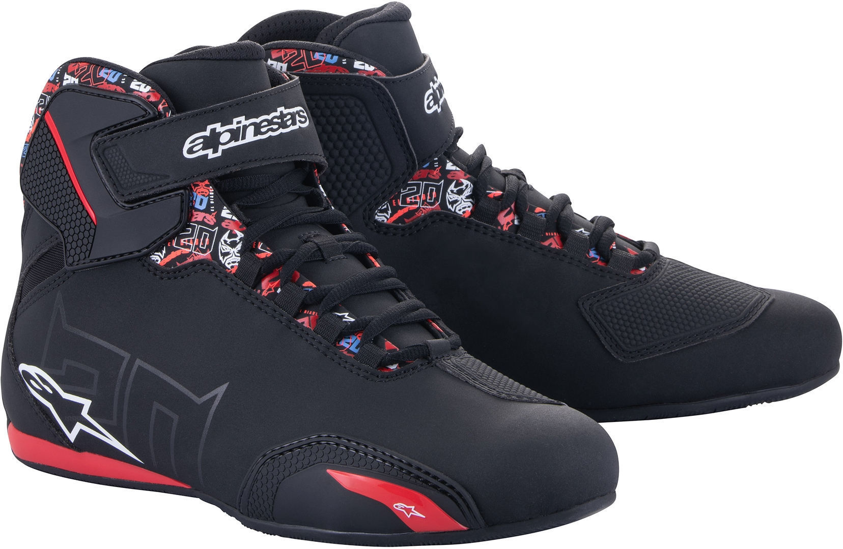 Alpinestars Men's Black Red Fq20 Sektor Motorcycle Shoes, Black-Red, For Size 41
