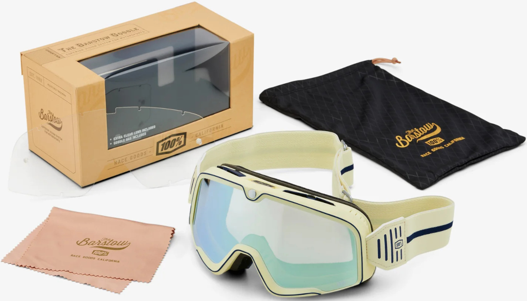 Side view of 100% Barstow Arno Motocross Goggles, silver for Men