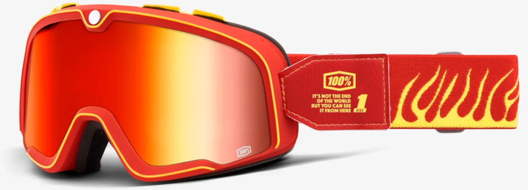 100% Barstow Death Spray Fire Motocross Goggles, red-yellow for Men-image-488091098