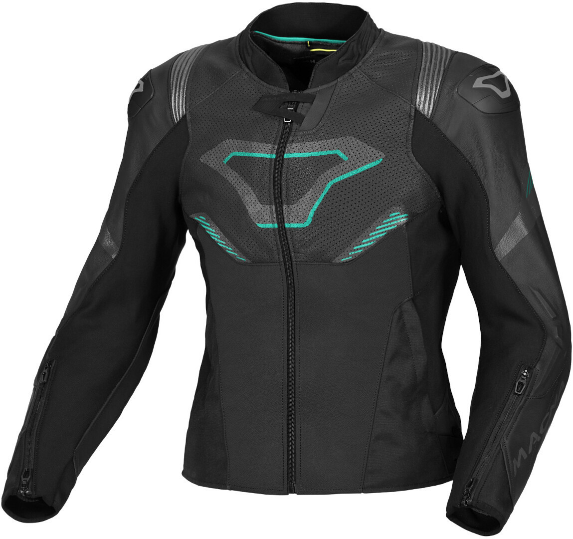 Macna Pointer jaqueta de couro perfurada da motocicleta das senhoras