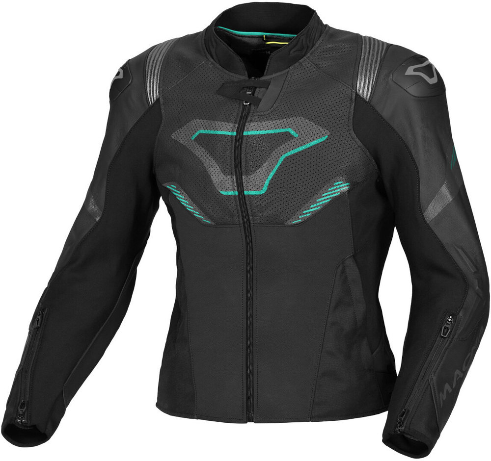 Macna Pointer perforado Chaqueta de cuero de moto para mujer