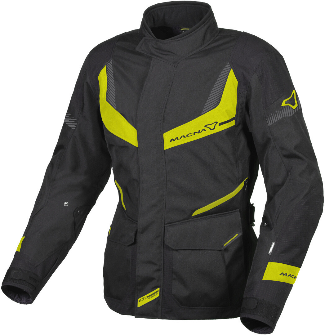 Macna Rancher wasserdichte Damen Motorrad Textiljacke, schwarz-gelb, Größe S, schwarz-gelb, Größe S
