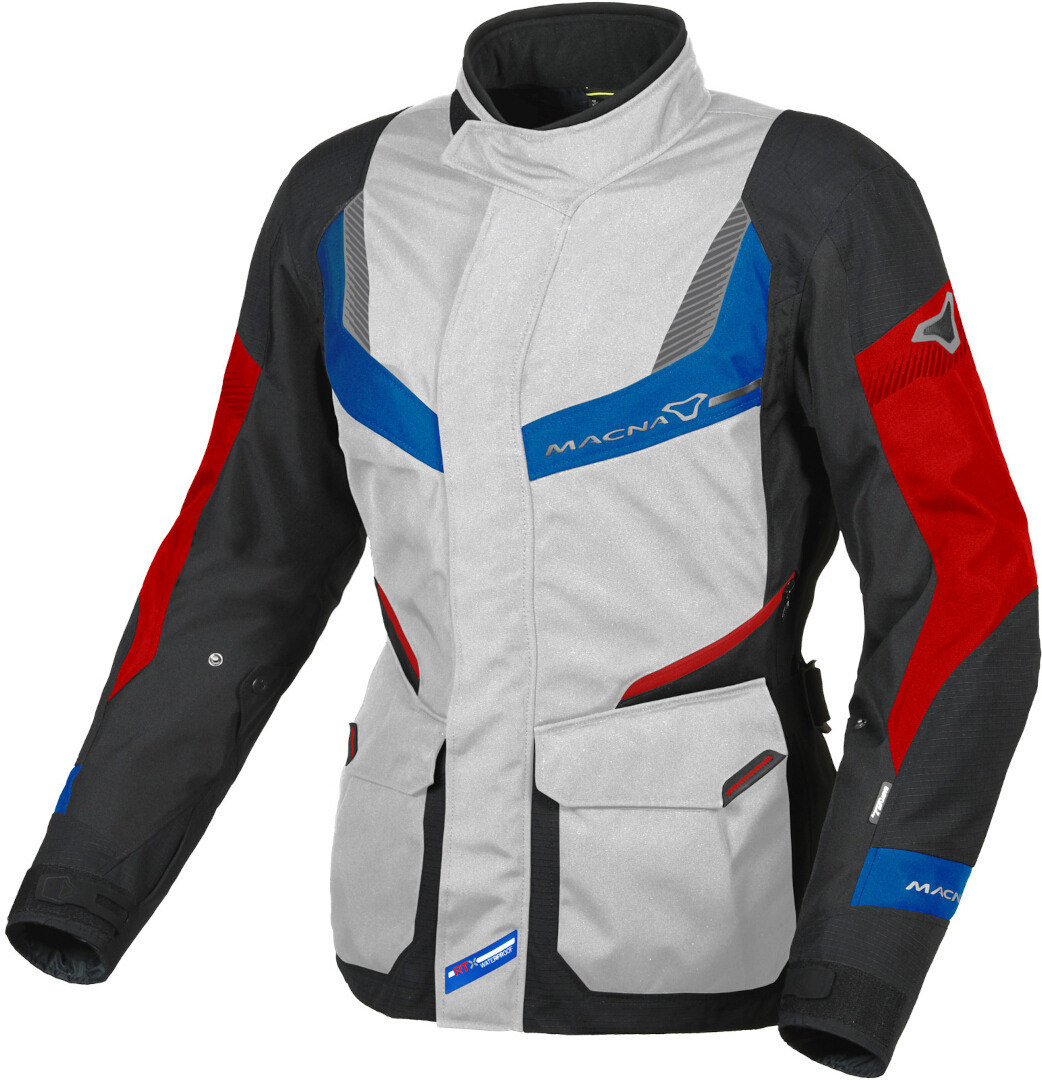 Macna Rancher wasserdichte Damen Motorrad Textiljacke, schwarz-grau-rot, Größe XS, schwarz-grau-rot, Größe XS