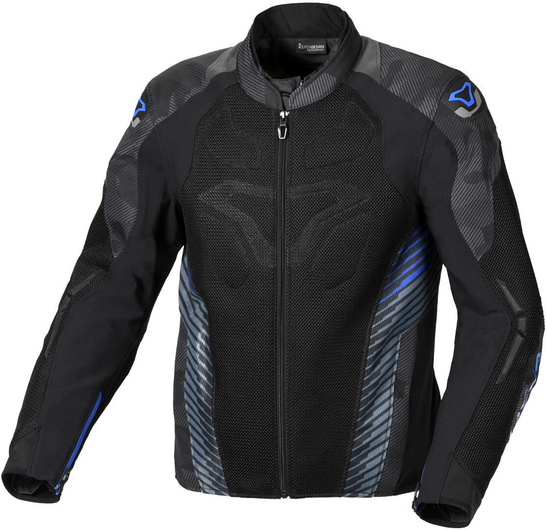 Image of Macna Novic giacca tessile moto impermeabile, nero-grigio-blu, dimensione M