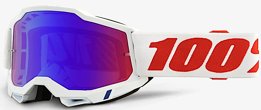 100% Accuri II Pure Lunettes de motocross, blanc-rouge