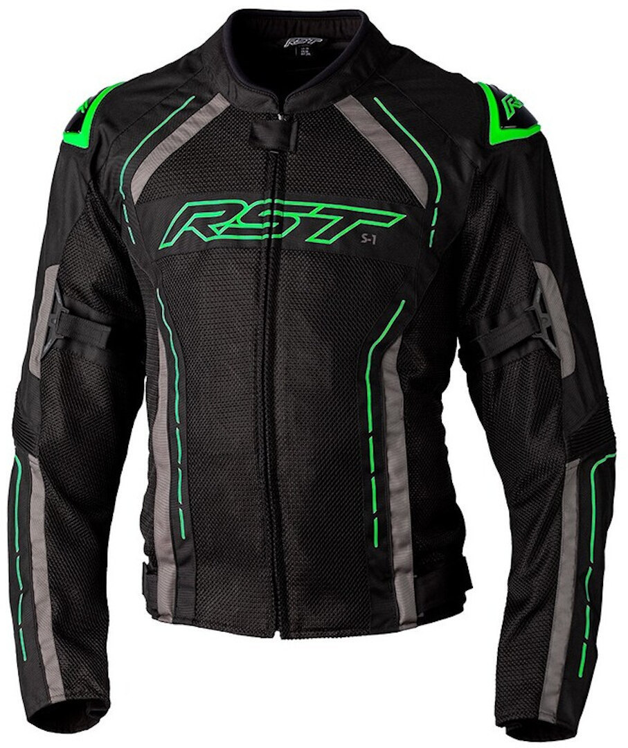 RST S1 Mesh Motorcykel tekstiljakke, sort-grøn, størrelse S