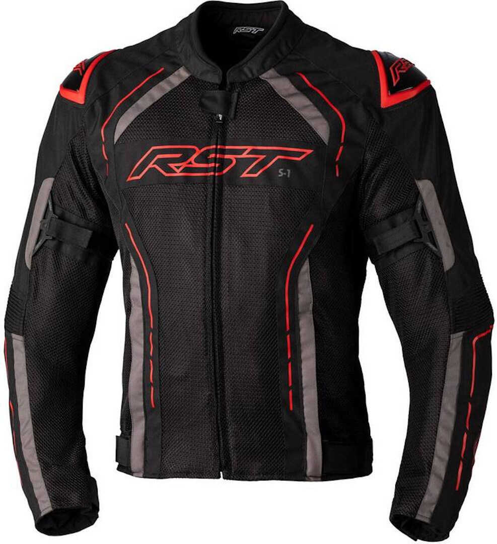 RST S1 Mesh Motorcykel tekstiljakke, sort-rød, størrelse S