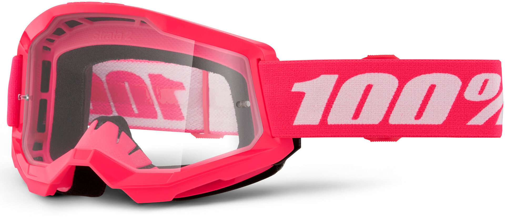 100% Strata 2 Essential Motocross Goggles, white-pink for Men-image-971910221