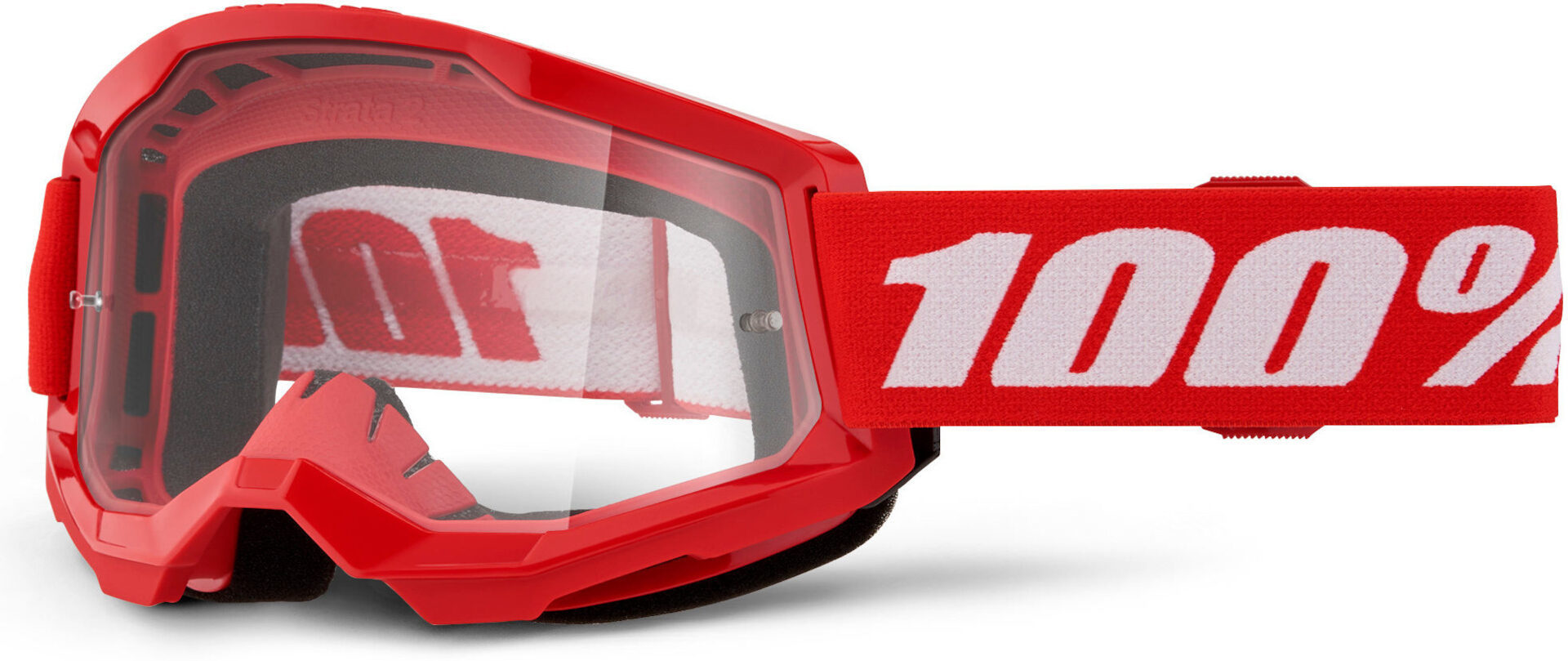 100% Strata 2 Essential Motocross Goggles, white-red for Men-image-651591514
