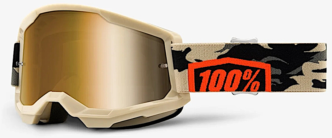 100% Strata 2 Kombat Lunettes de motocross, noir-gris-vert-brun