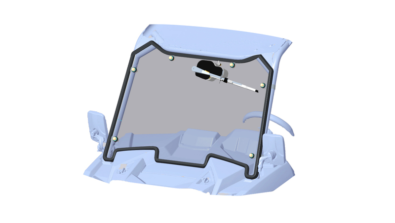 A.R.T. Sarrazin Polykarbonat framruta med torkare Polaris RZR XP 1000