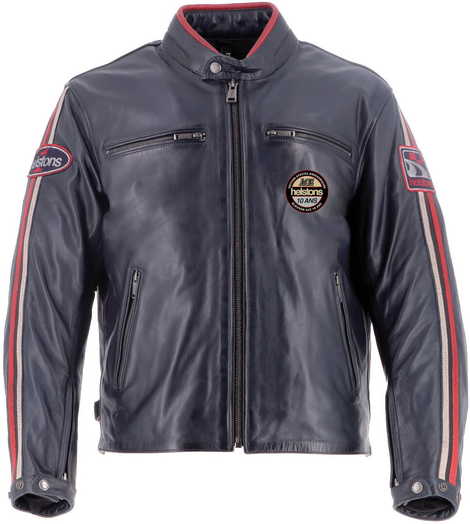 Image of Helstons Ace 10Ans Giacca in pelle moto, blu, dimensione M