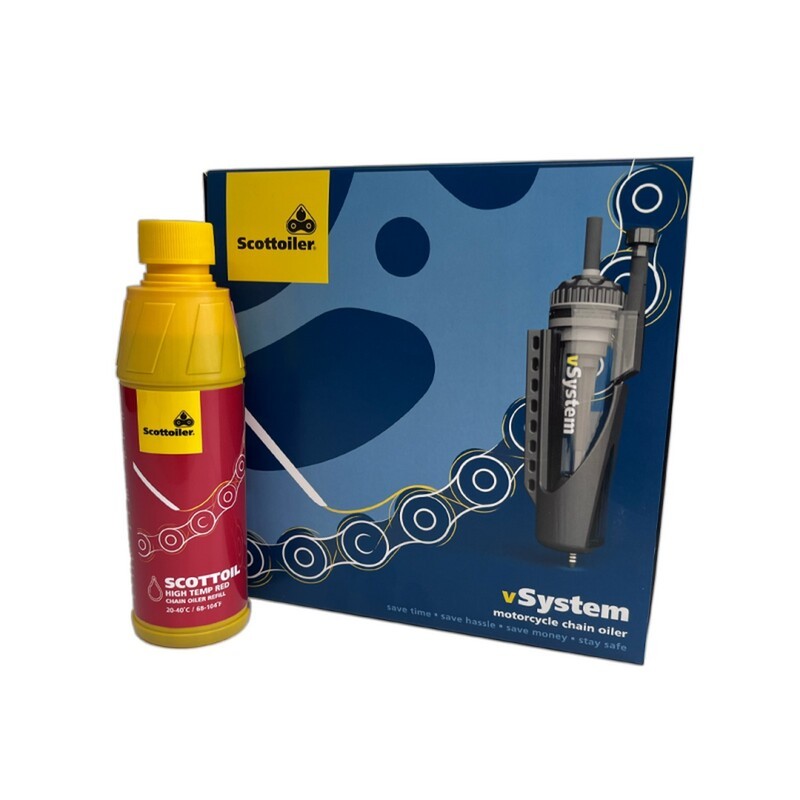 SCOTTOILER Elektronisches Kettenschmiermittel + rotes Hochtemperaturschmiermittel