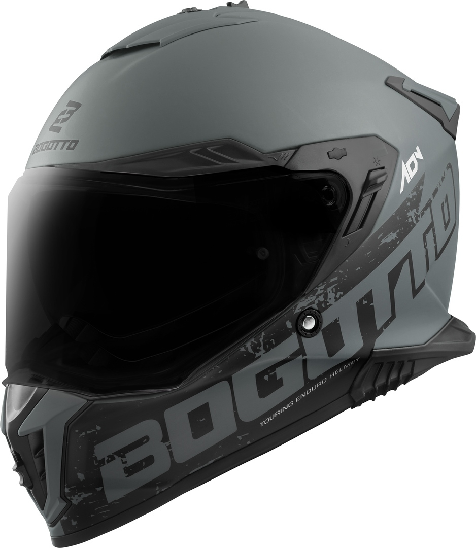 Side view of Bogotto FG-601 Duo Fiberglass Enduro Helmet, black-grey, Size XL for Women