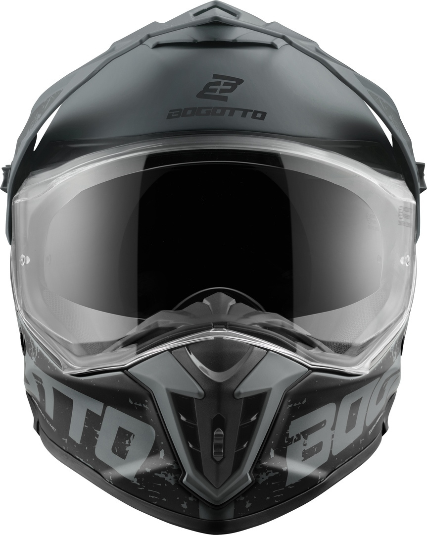 Side view of Bogotto FG-601 Duo Fiberglass Enduro Helmet, black-grey, Size XL for Women