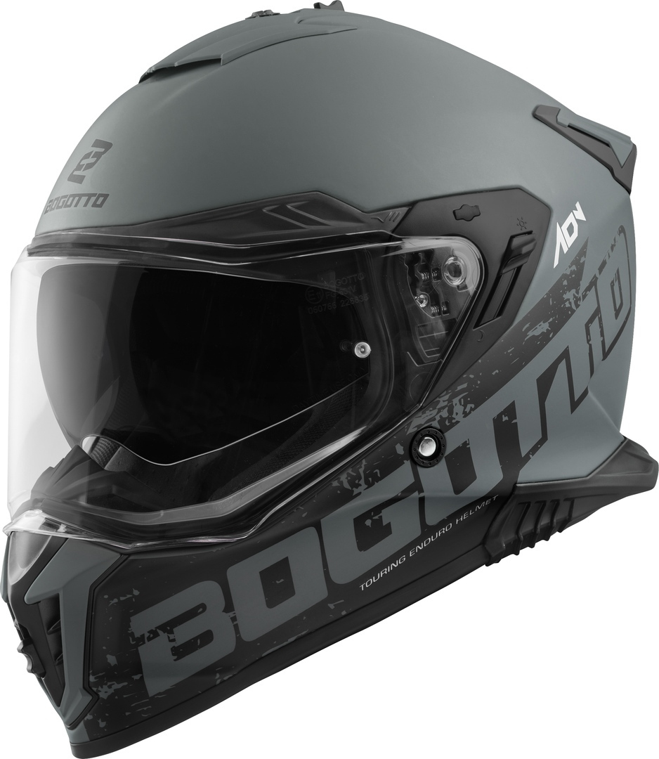 Side view of Bogotto FG-601 Duo Fiberglass Enduro Helmet, black-grey, Size XL for Women