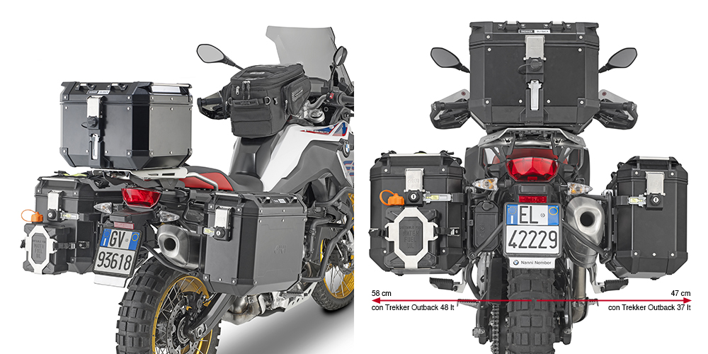 Porte-valise latérale tubulaire en acier GIVI pour valise Trekker Outback CAM-SIDE pour modèles BMW (voir ci-dessous)