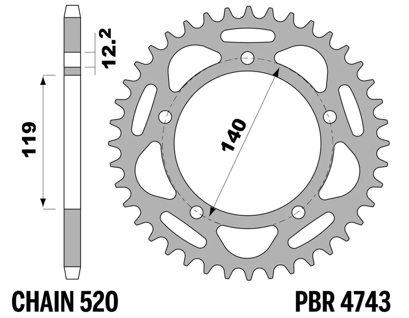 PBR Hinteres Ritzel Alu verstärkt – 520