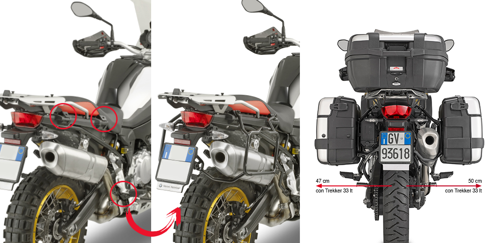 Porte-valise latérale GIVI amovible pour boîtier monokey pour différents modèles BMW (voir ci-dessous)