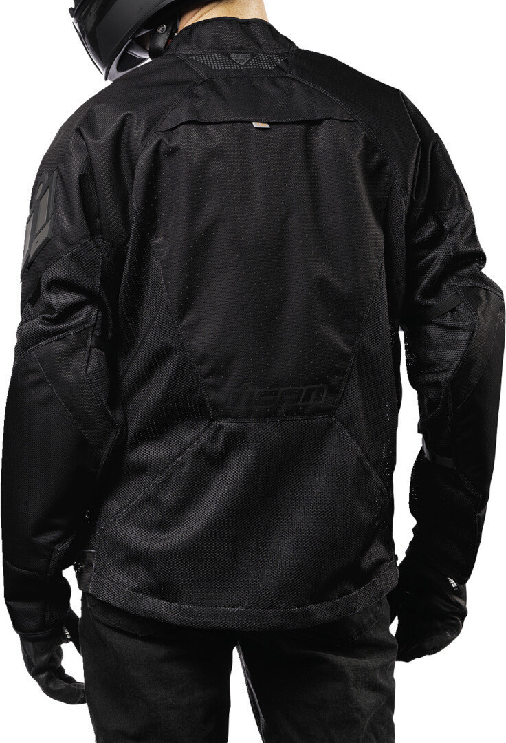 Side view of Icon Mesh AF 2023 Motorcycle Textile Jacket, black, Size S for Men