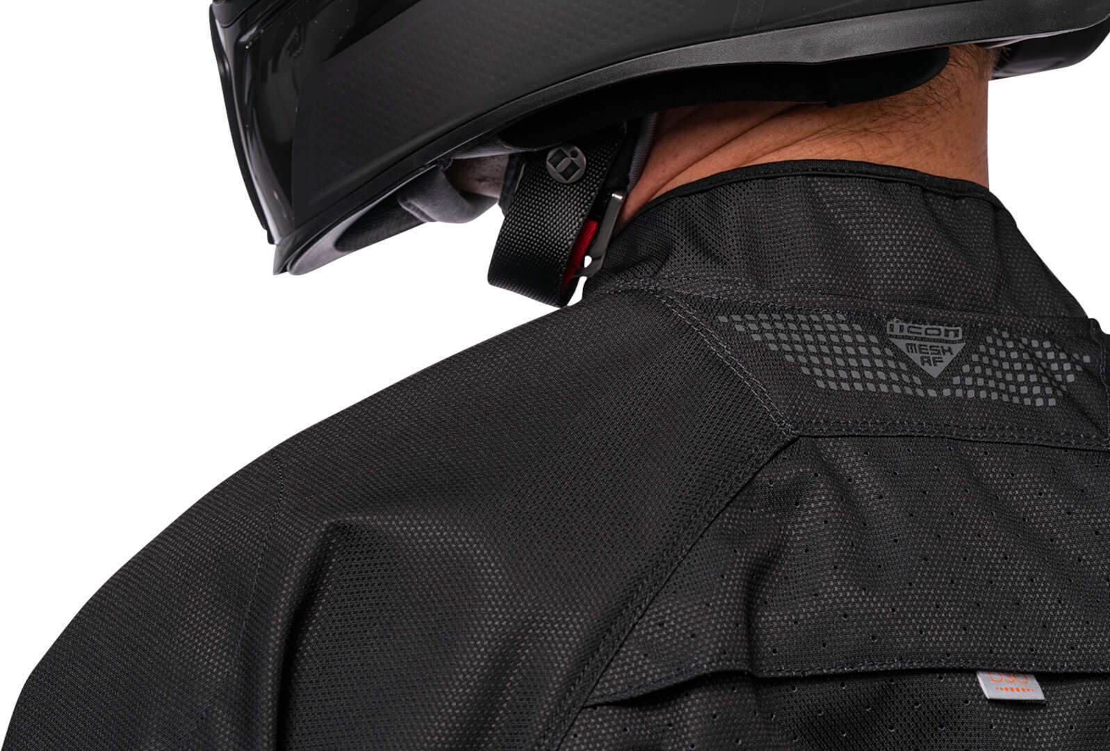 Side view of Icon Mesh AF 2023 Motorcycle Textile Jacket, black, Size S for Men