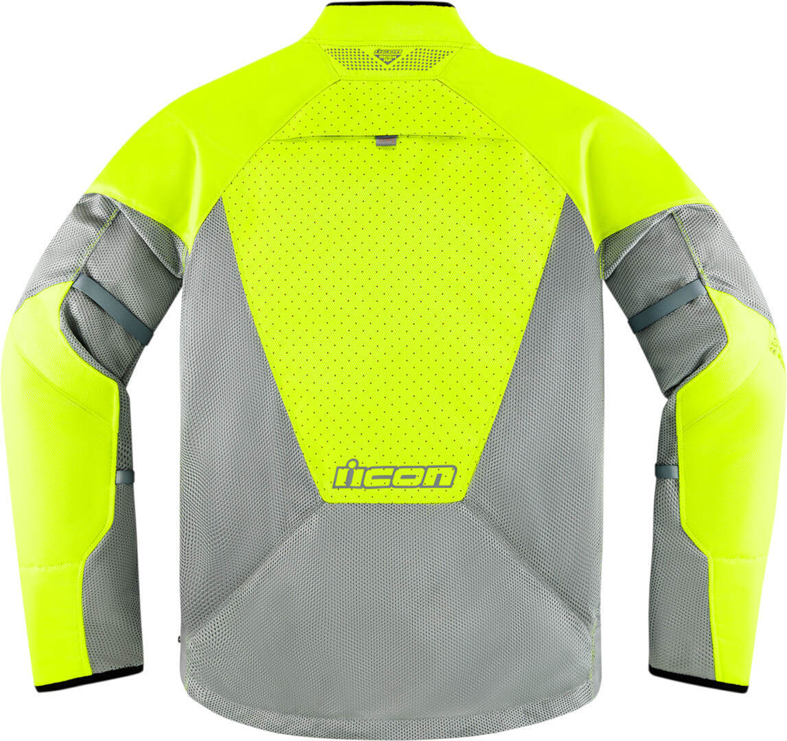 Side view of Icon Mesh AF 2023 Motorcycle Textile Jacket, grey-yellow, Size S for Men
