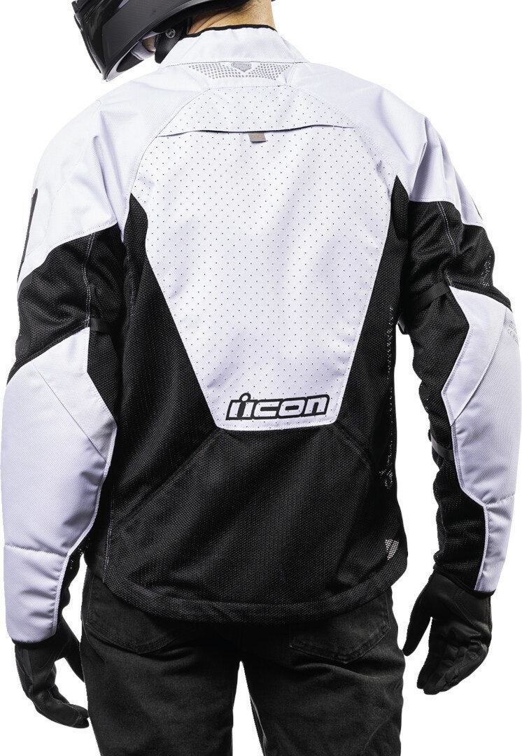 Side view of Icon Mesh AF 2023 Motorcycle Textile Jacket, black-white, Size L for Men
