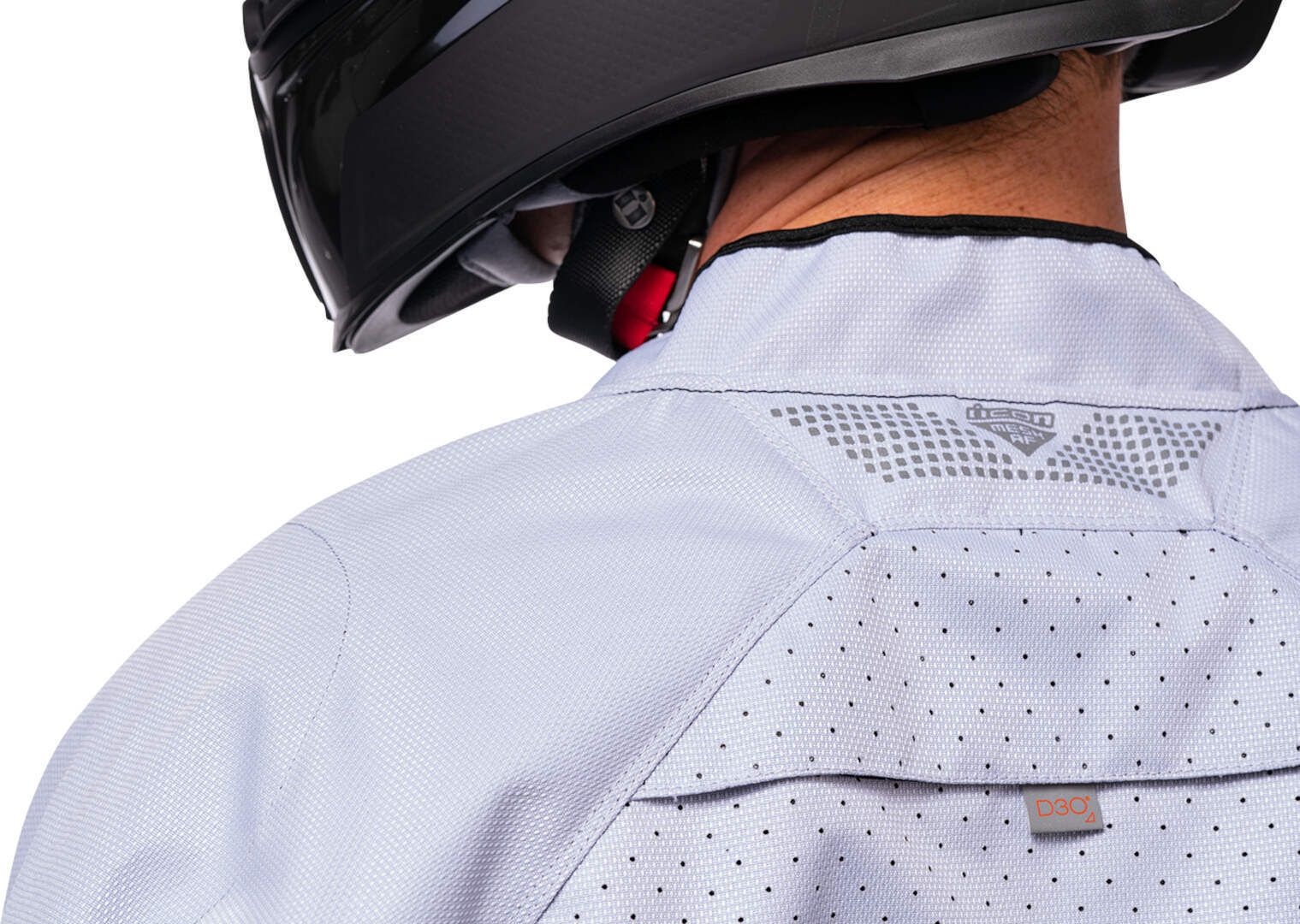 Side view of Icon Mesh AF 2023 Motorcycle Textile Jacket, black-white, Size L for Men