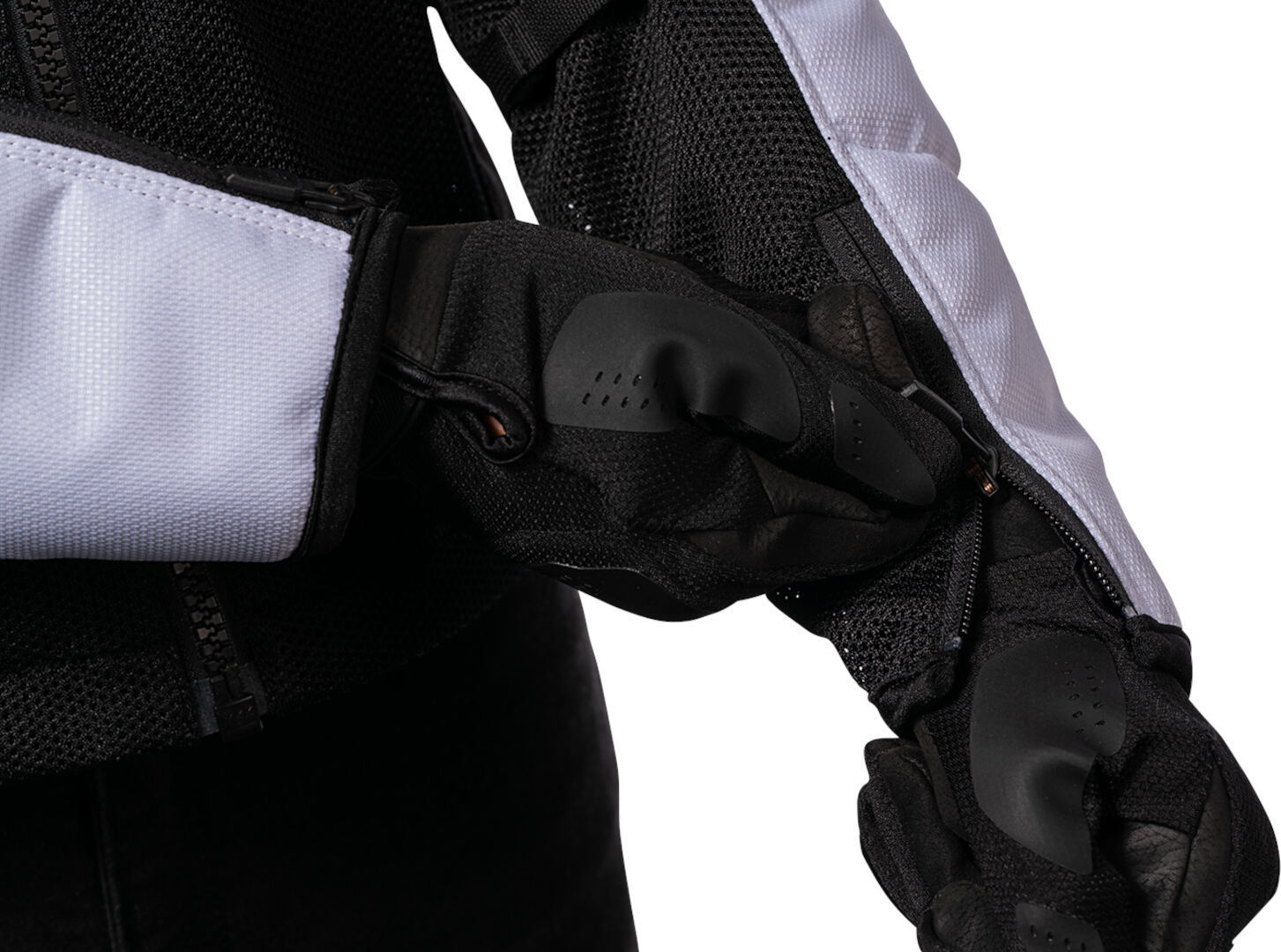 Side view of Icon Mesh AF 2023 Motorcycle Textile Jacket, black-white, Size L for Men