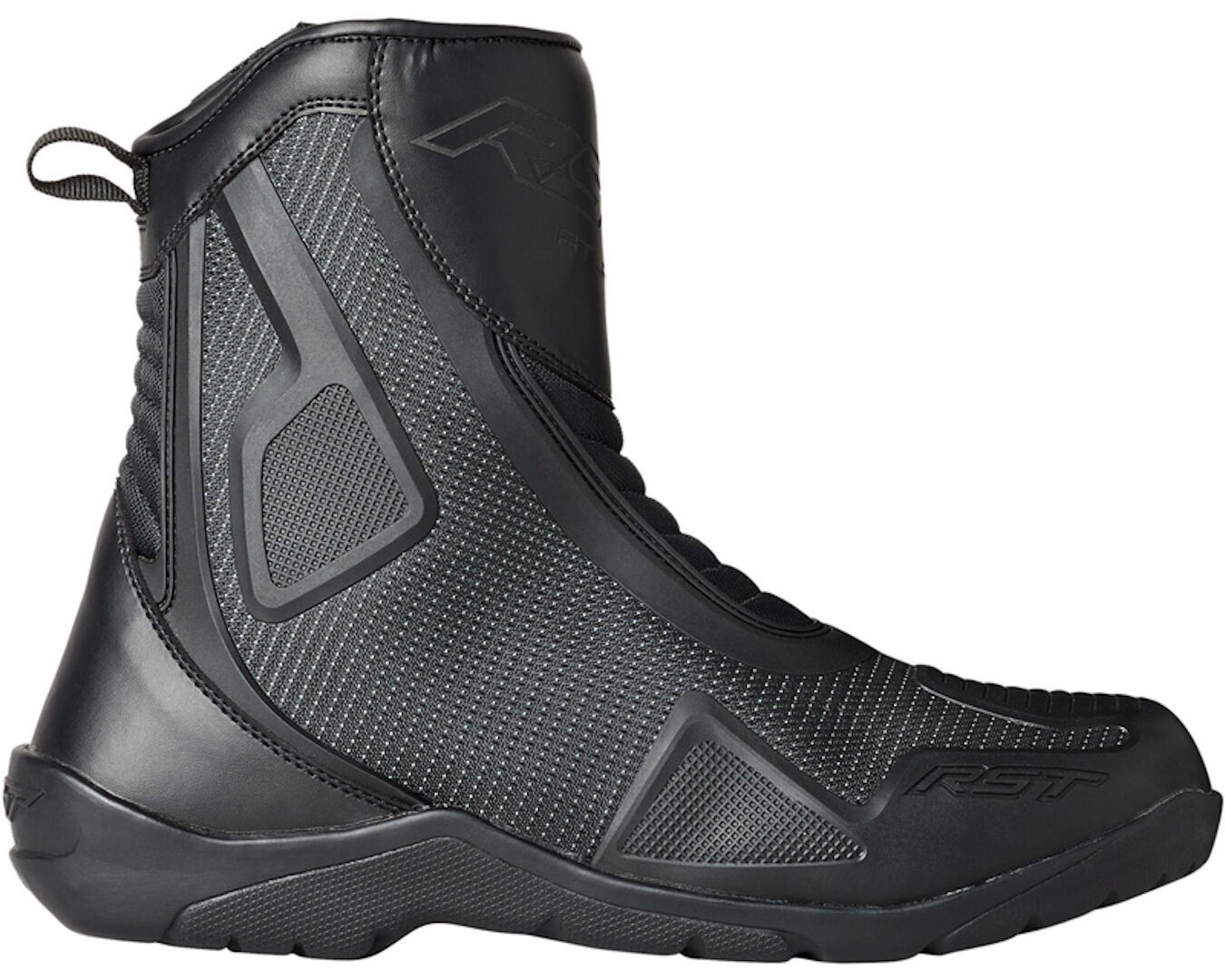 Side view of RST Atlas Mid Motorcycle Boots, black, Size 47 for Men
