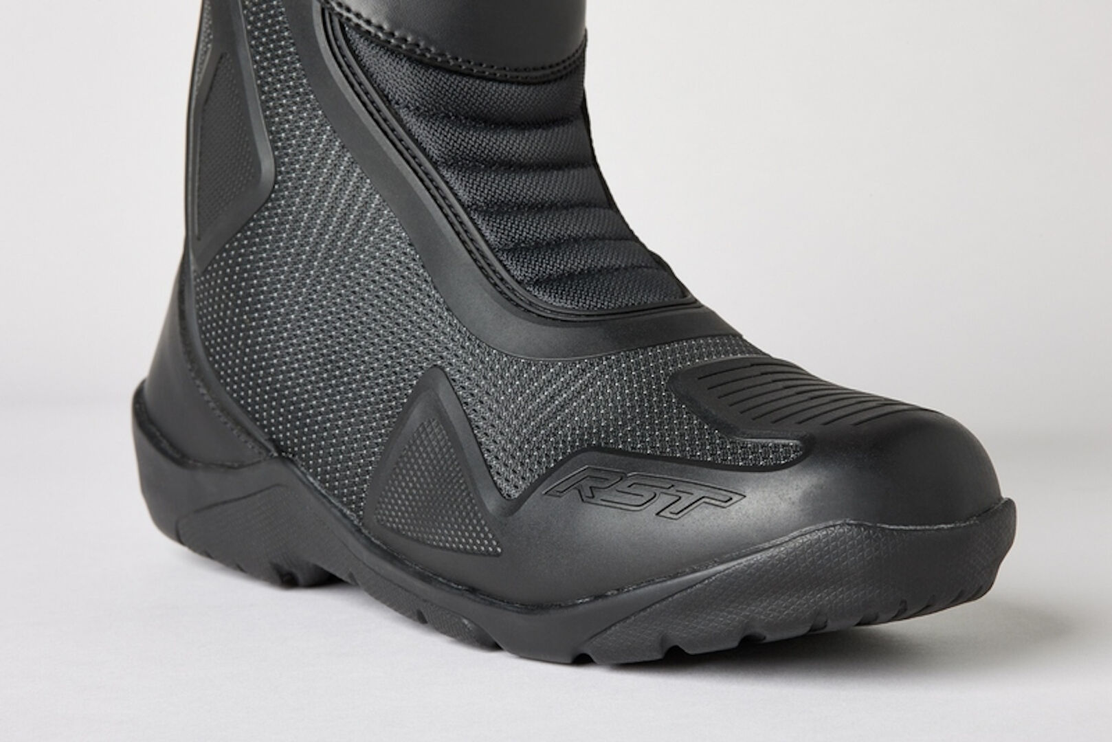 Side view of RST Atlas Mid Motorcycle Boots, black, Size 47 for Men
