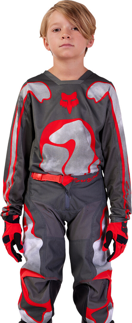 Side view of FOX 180 Atlas Youth Motocross Jersey, grey-red, Size XL
